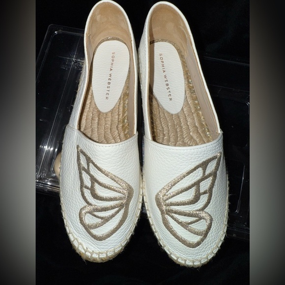 Sophia Webster White and Tan Espadrilles with Butterfly Design - Picture 6 of 11